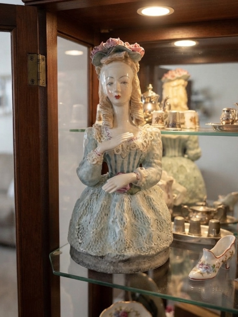 Vintage Cordey Ceramics Woman's Bust with Roses 10" #5037 BEAUTIFUL